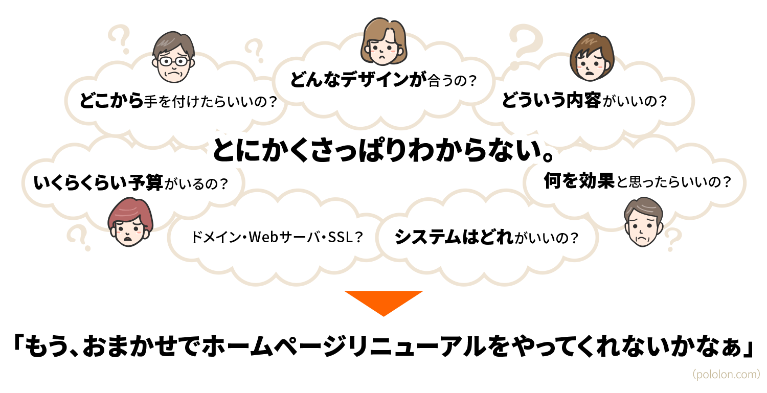 もう、おまかせでホームページリニューアルをやってくれないかなぁ